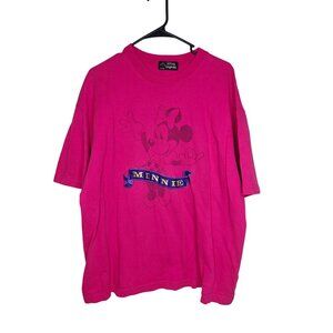 Vintage Disney Originals Minnie Mouse Embroidered Hot Pink T-shirt Heavyweight